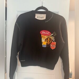 RILEY 1880 All Patched Up Patchwork Vintage Crew Neck Sweatshirt S 100% Cotton